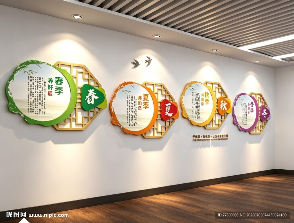 四季养生常知识中医文化墙展板