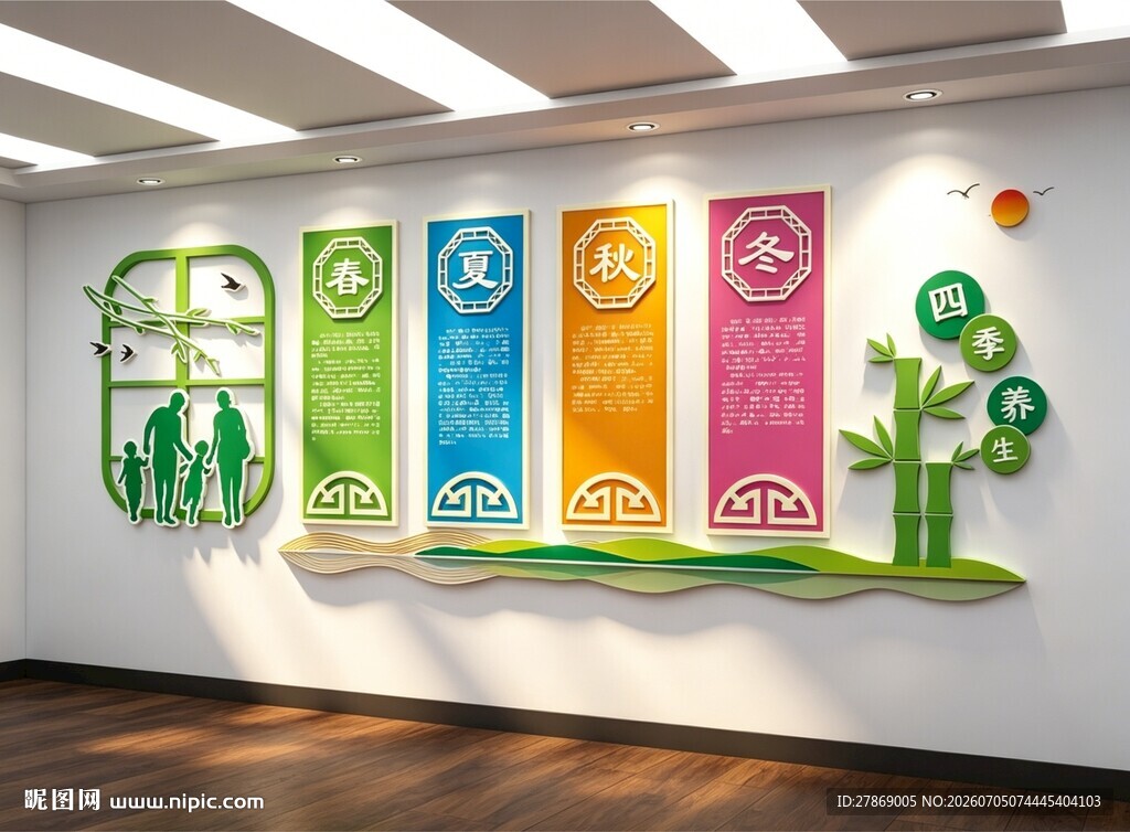 四季养生常知识中医文化墙展板