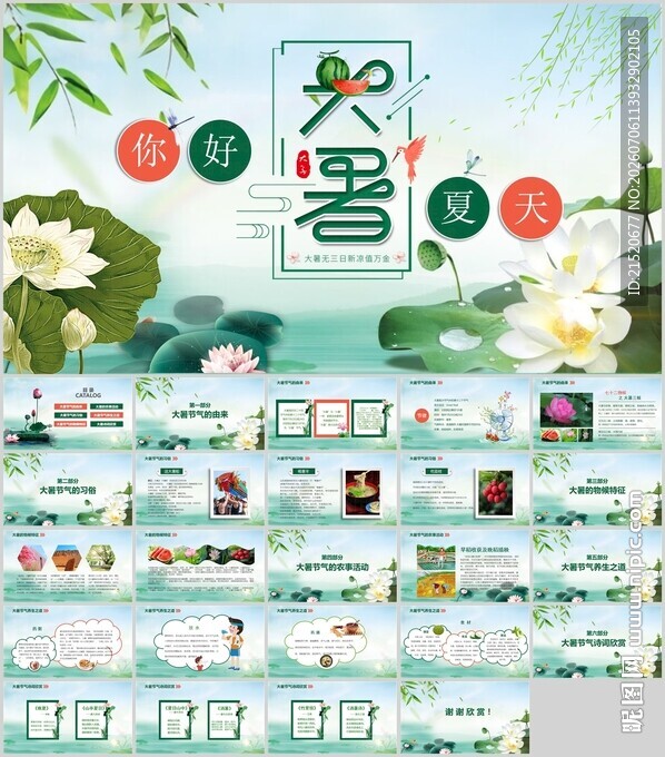 处暑节气PPT模板展示