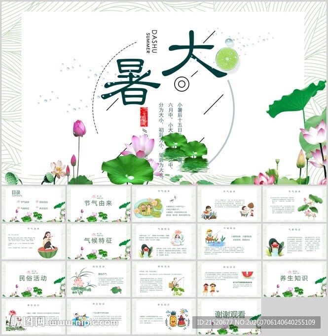 大暑节气PPT模板展示