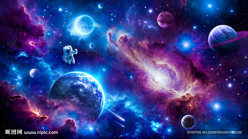 宇宙漩涡太空星球宇航员星空背景