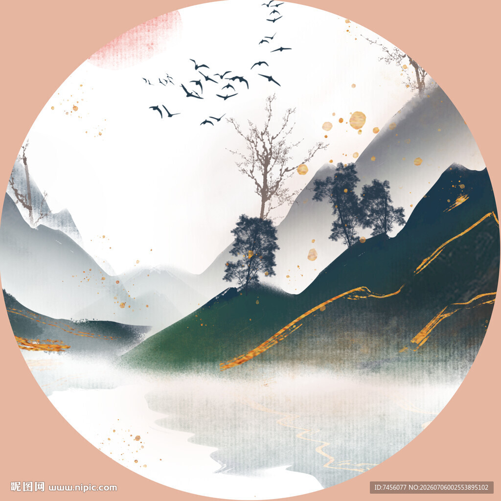 中式山水意境风景图