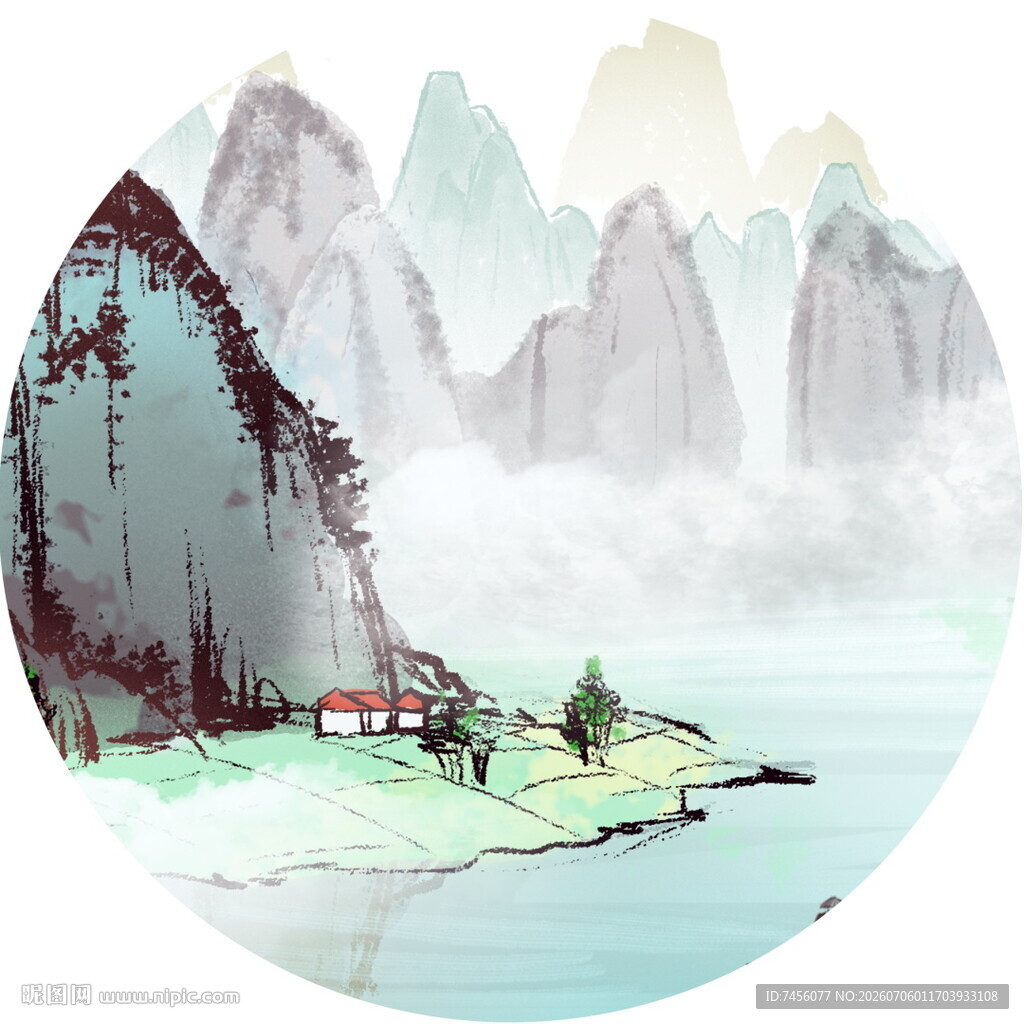 水墨山水间的静谧小屋