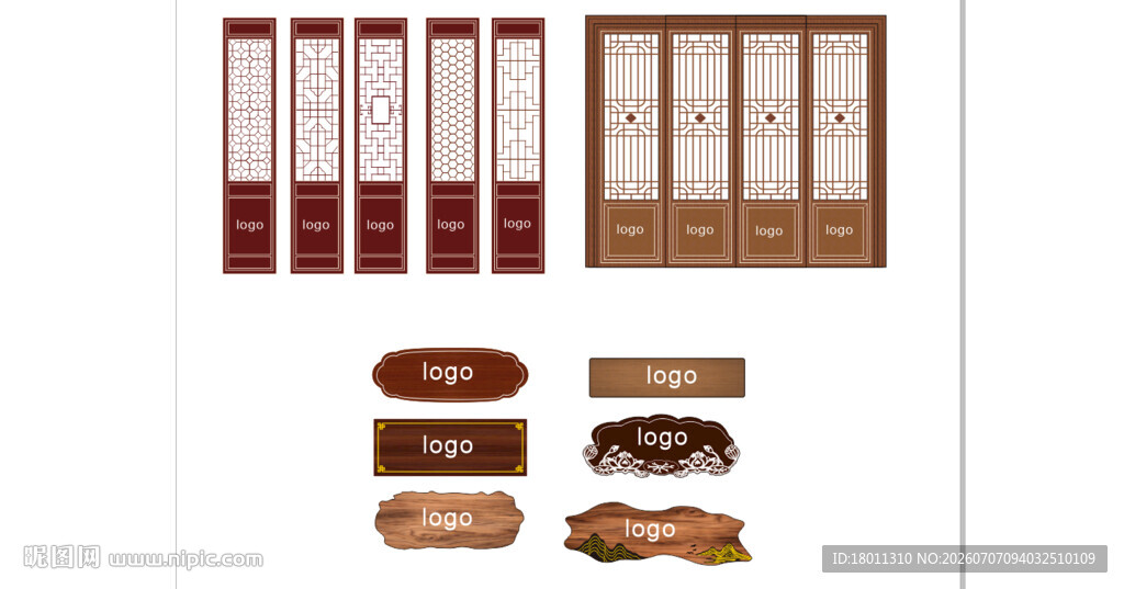 复古古典门和logo牌匾展示