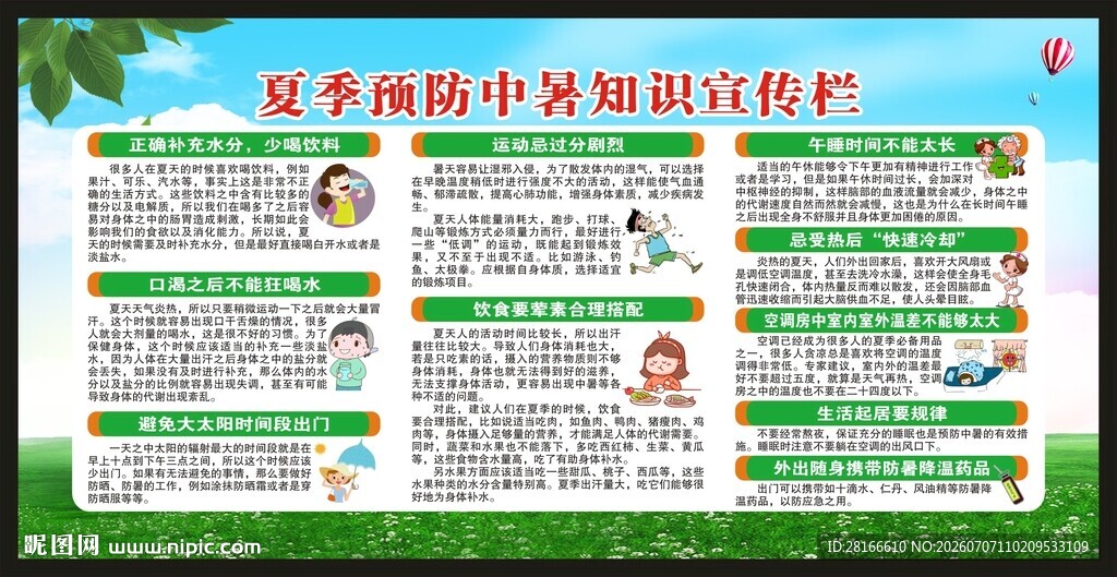 夏季预防中暑知识宣传栏