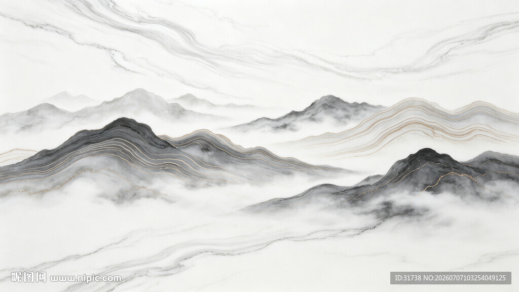 大理石纹水墨山水画