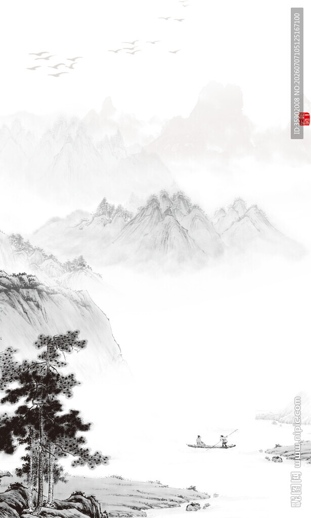 水墨山水间的诗意景致