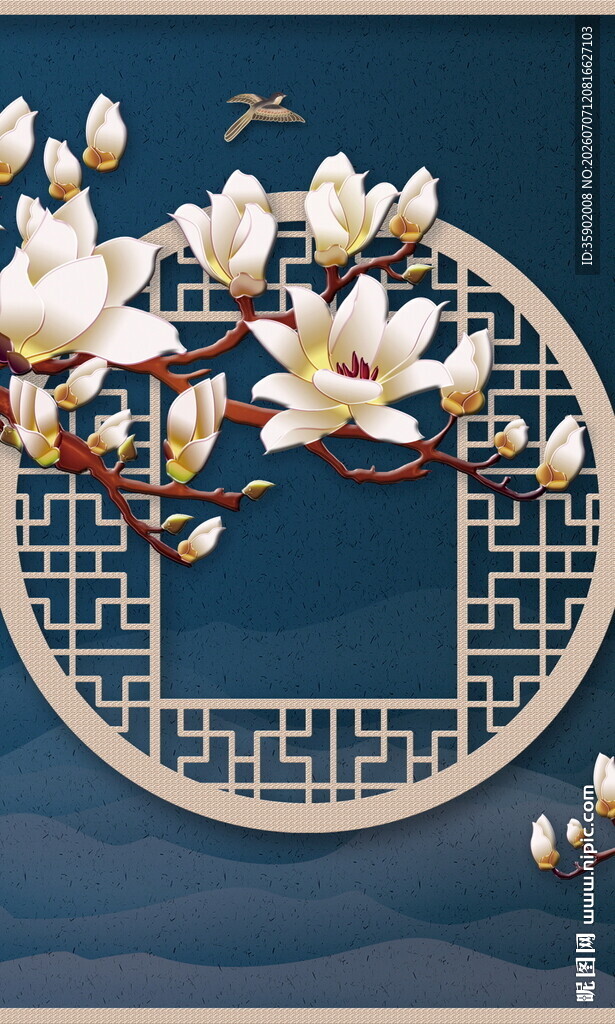 中式古典梅花窗棂装饰图