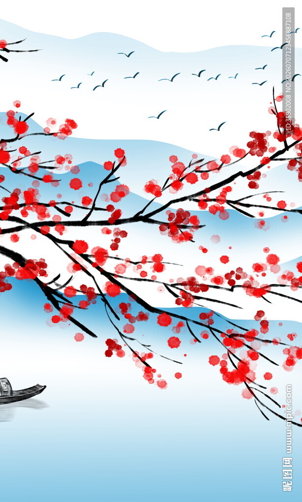 红梅傲雪图