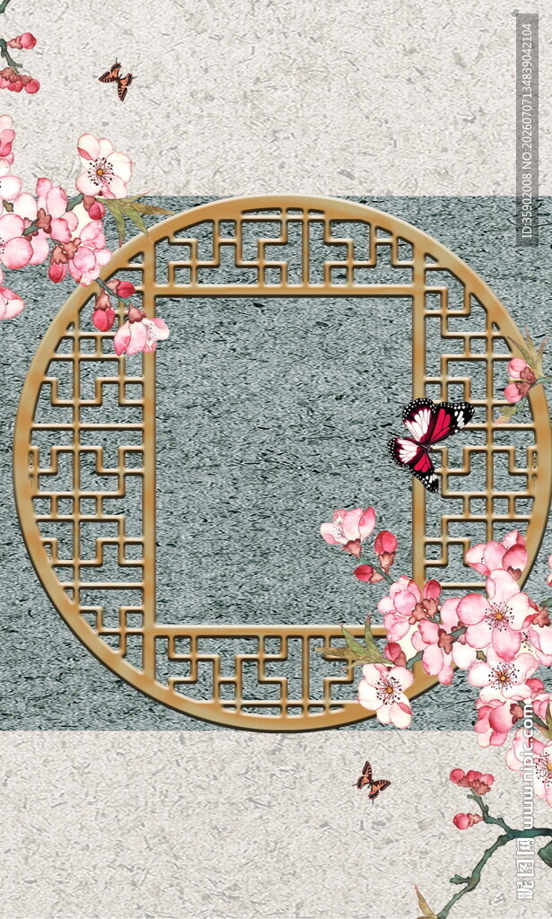 中式花鸟边框装饰图案