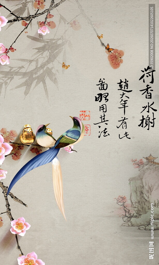 中式花鸟图灵动自然之美