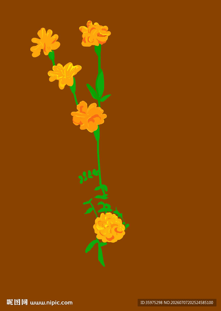 手绘黄色花朵插画