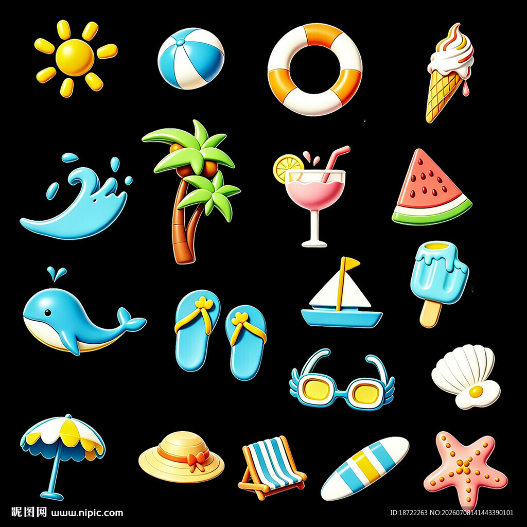 夏日海滩度假元素集合