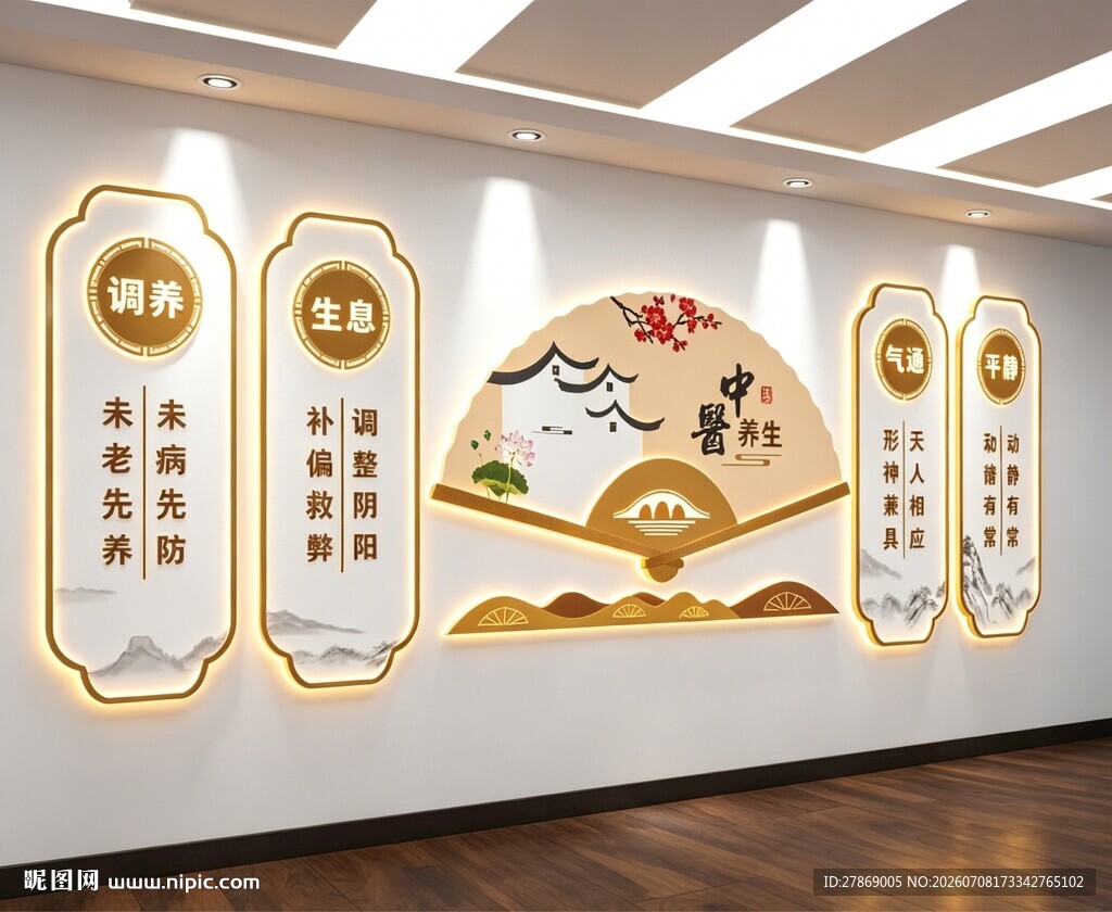 中医养生身文化墙展板