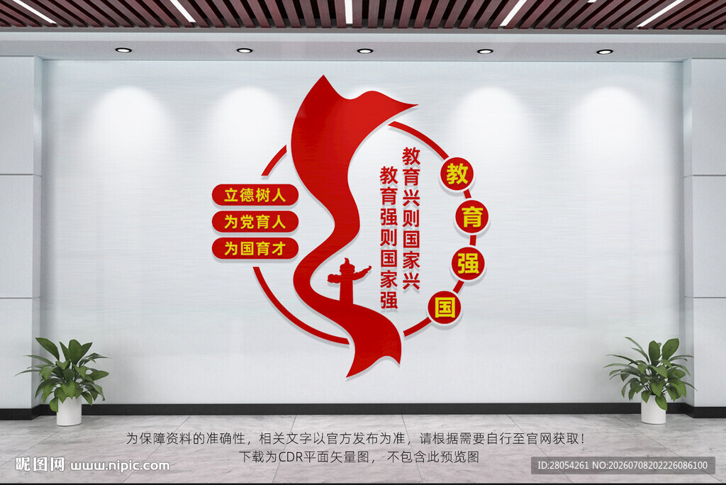 竖版教育强国文化墙