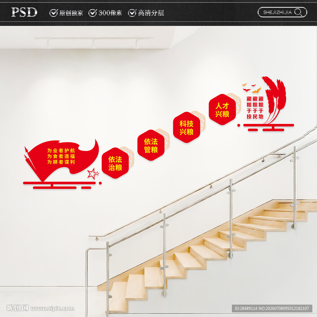 粮食安全战略楼梯文化墙