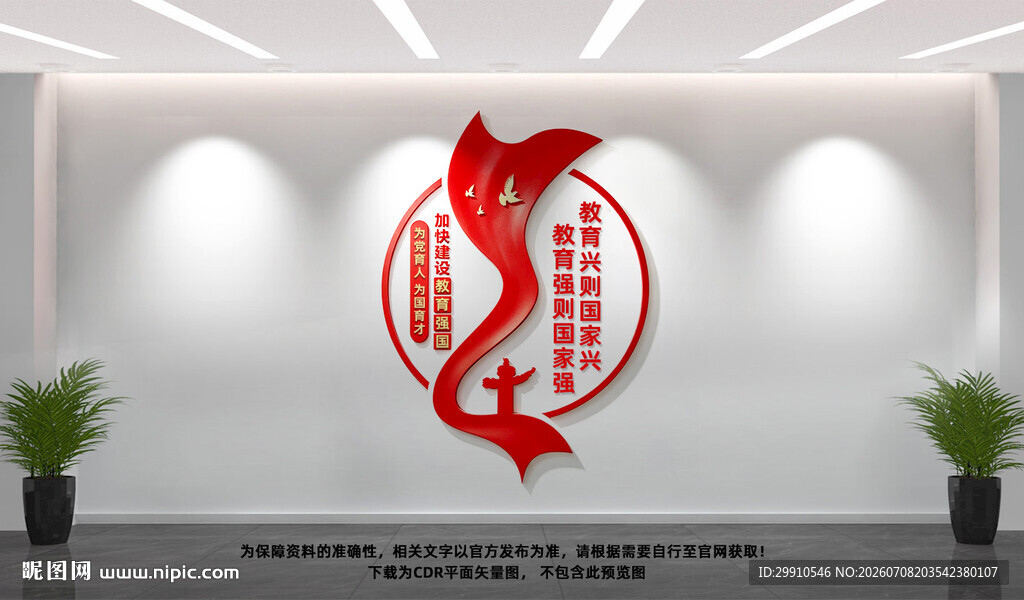 竖版教育强国文化墙