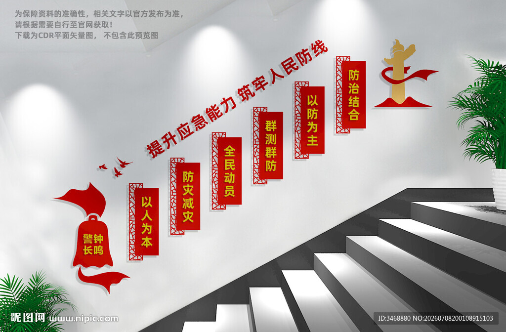 提升应急能力楼梯文化墙