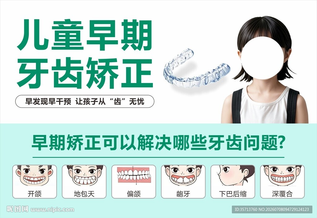 儿童早期牙齿矫正宣传图