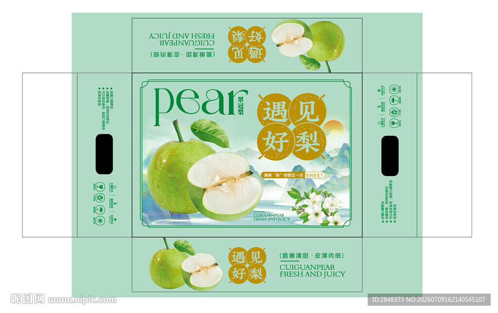 遇见好梨翠冠梨包装平面展开图