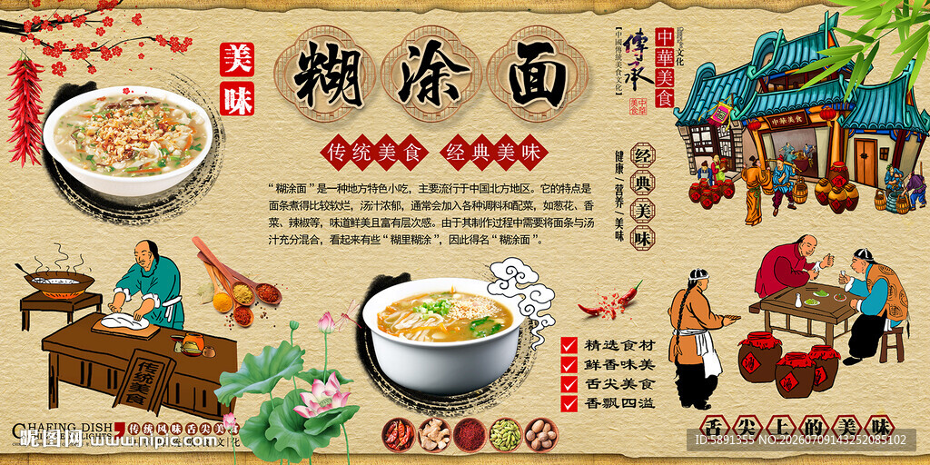 糊涂面背景墙
