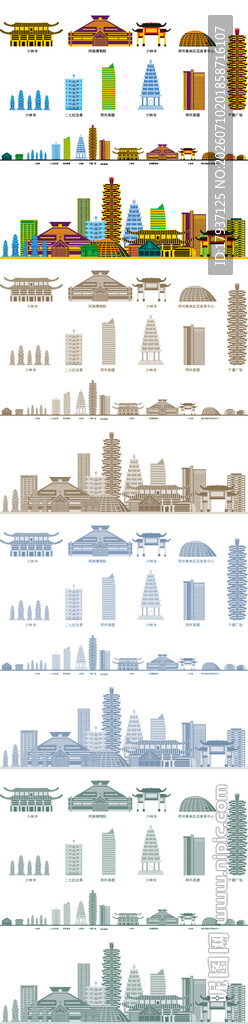 郑州河南城市建筑旅游剪影图片