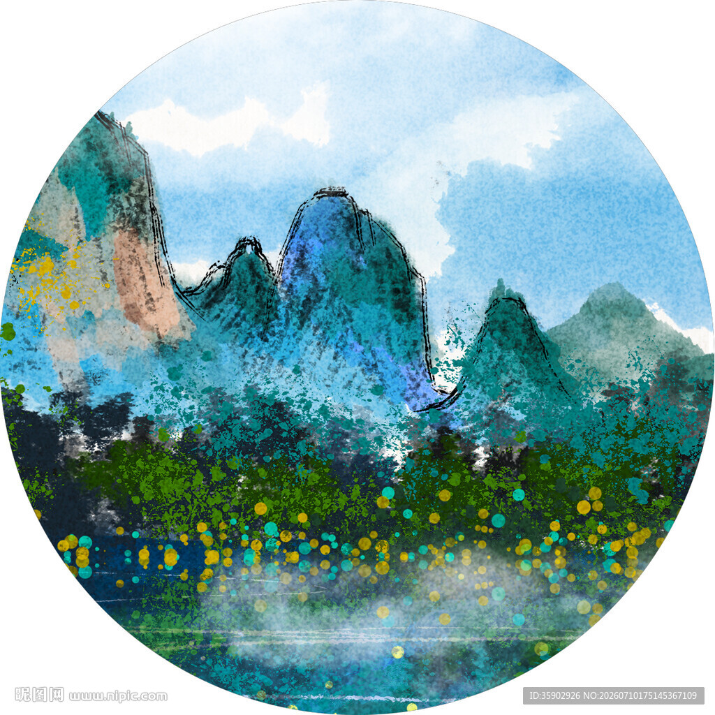 水墨山水风景图