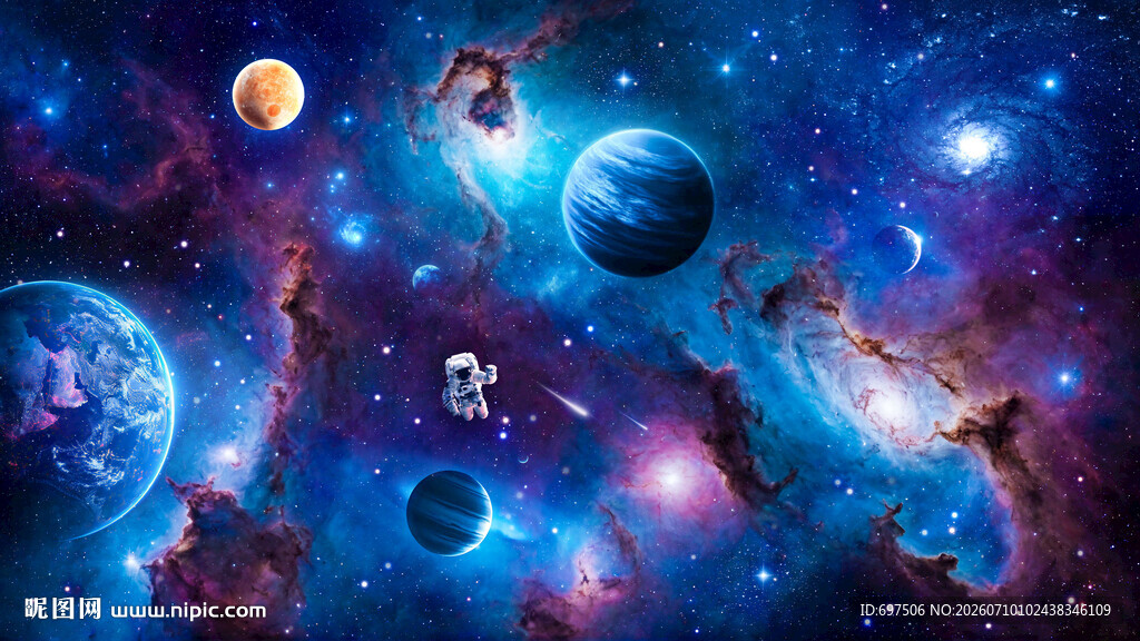 宇宙星球太空宇航员银河黑洞背景