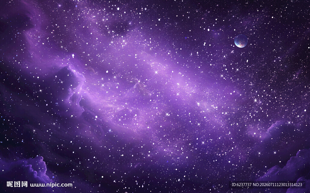 梦幻紫色浩瀚宇宙星空背景灯箱