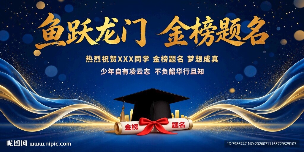 鱼跃龙门 金榜题名海报
