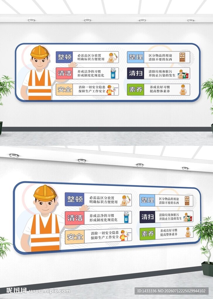 卡通风格6S管理展板