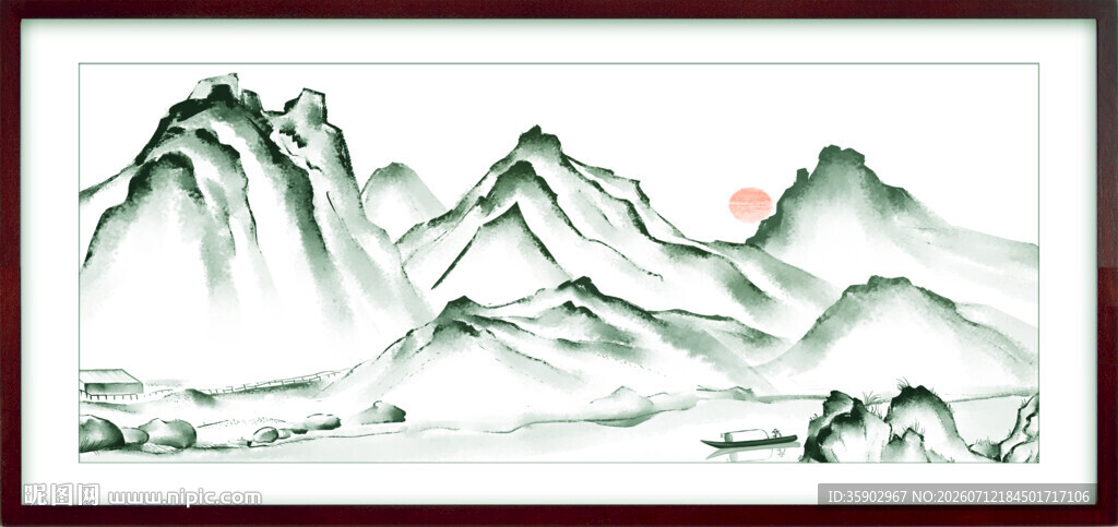 水墨山水国画风景图