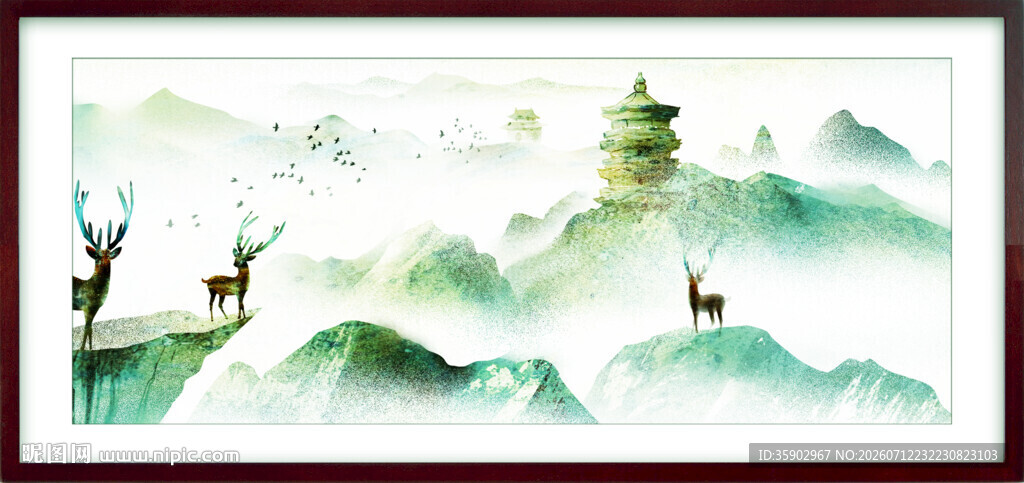 中式山水间的灵动鹿景