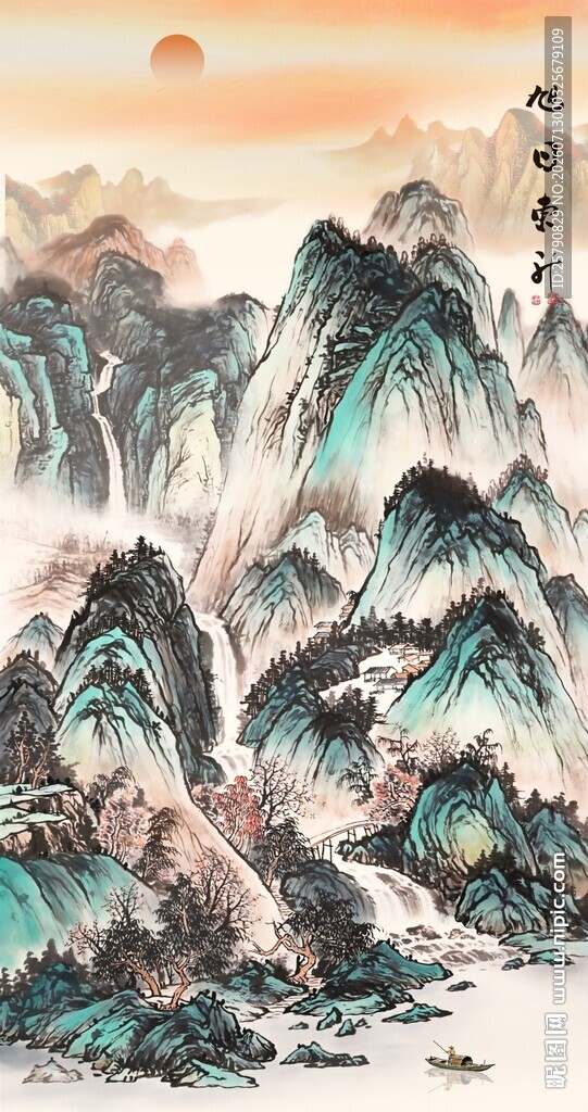 竖幅山水画