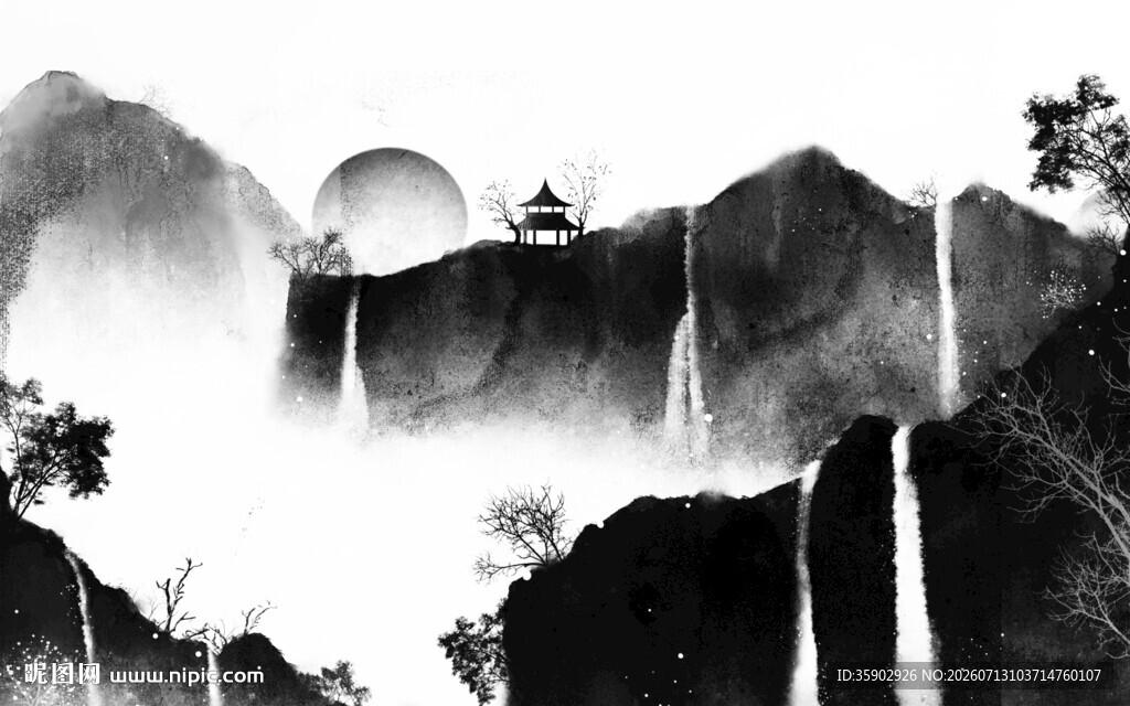 水墨山水间的诗意景致