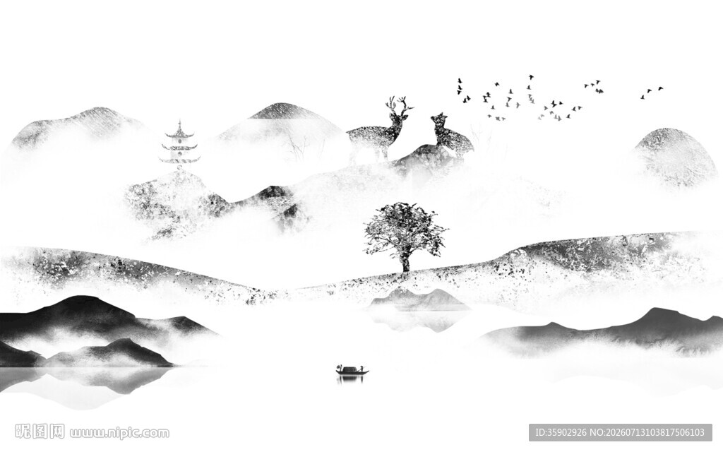 水墨山水意境图