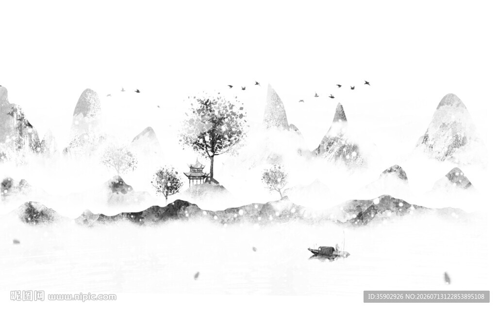 水墨山水风景图