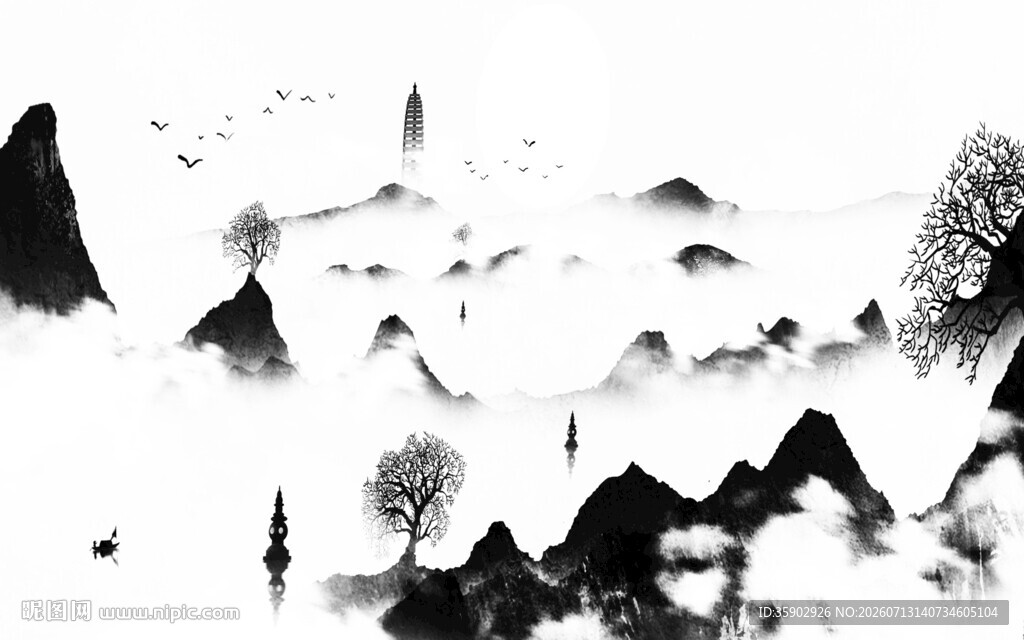 水墨山水意境图