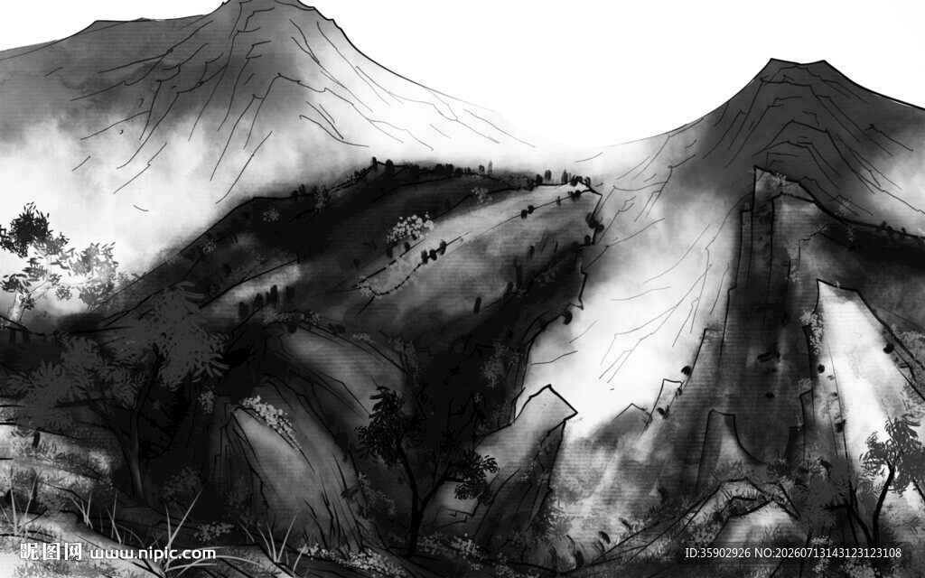 黑白山水间的壮丽景致