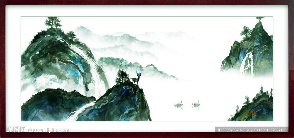 水墨山水国画意境图