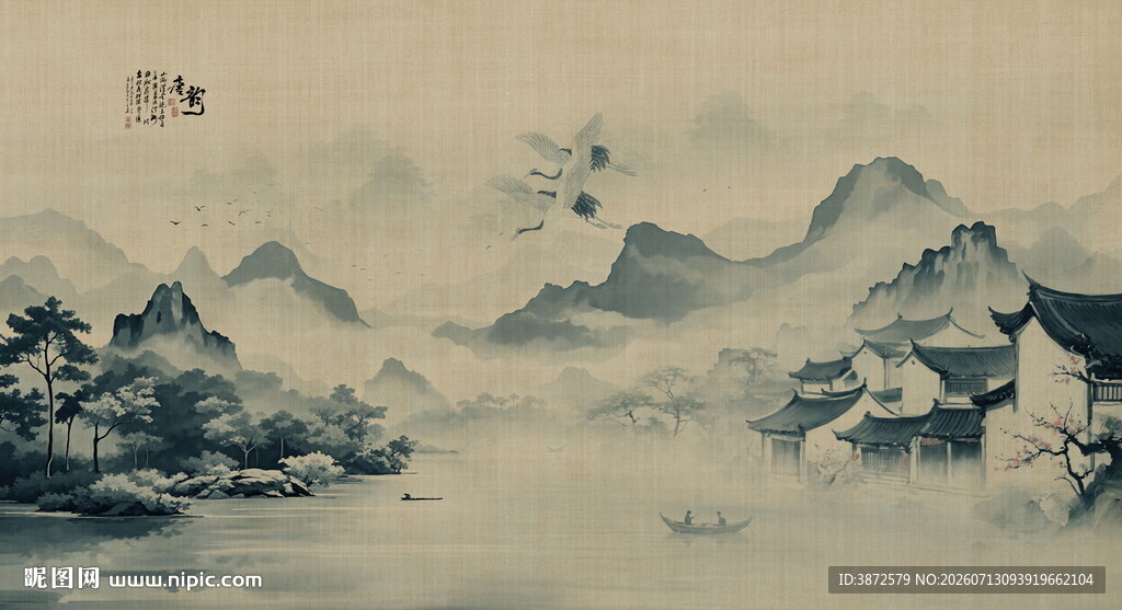 意境水墨山水画