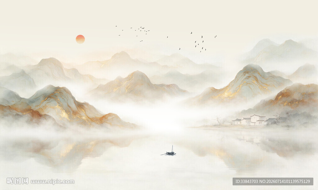 新中式水墨山水画