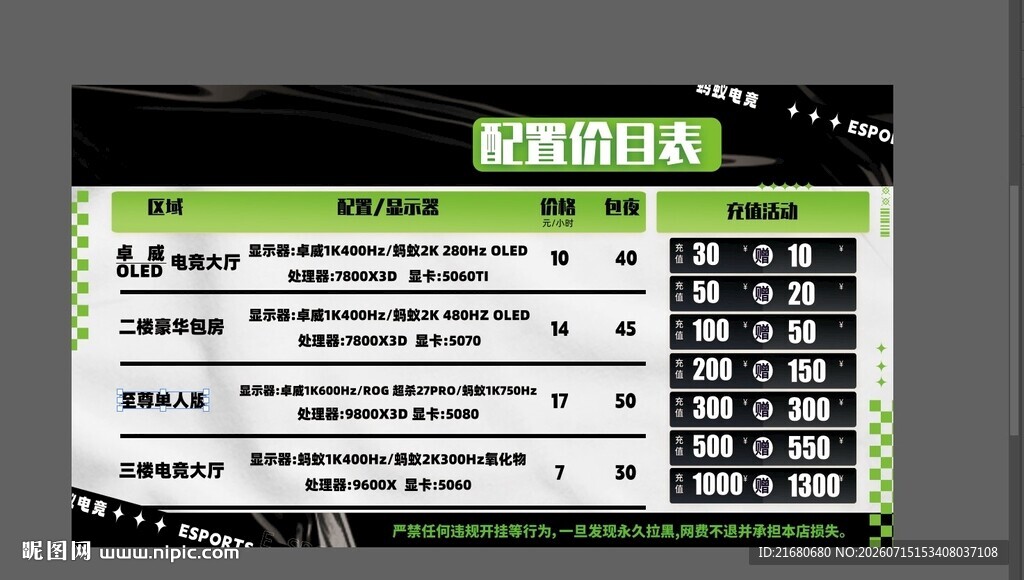 潮流价目表