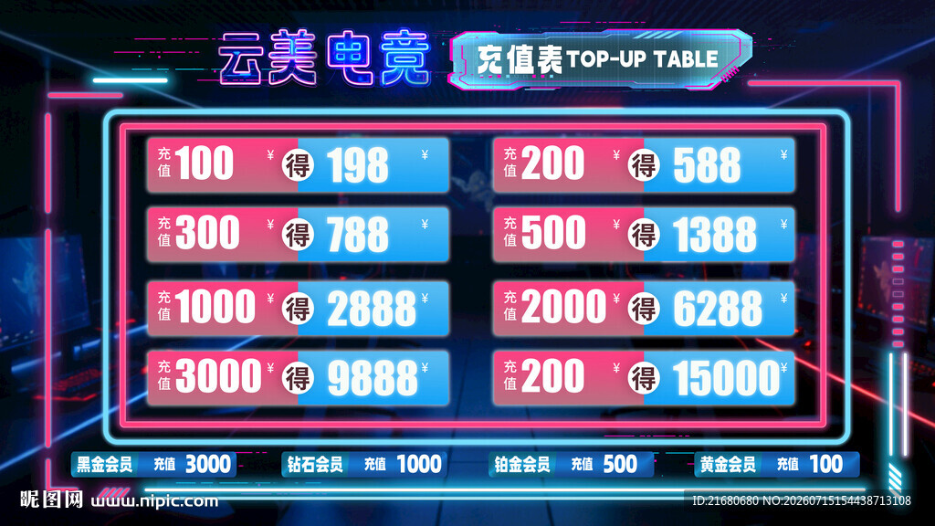 网吧价目表充值表