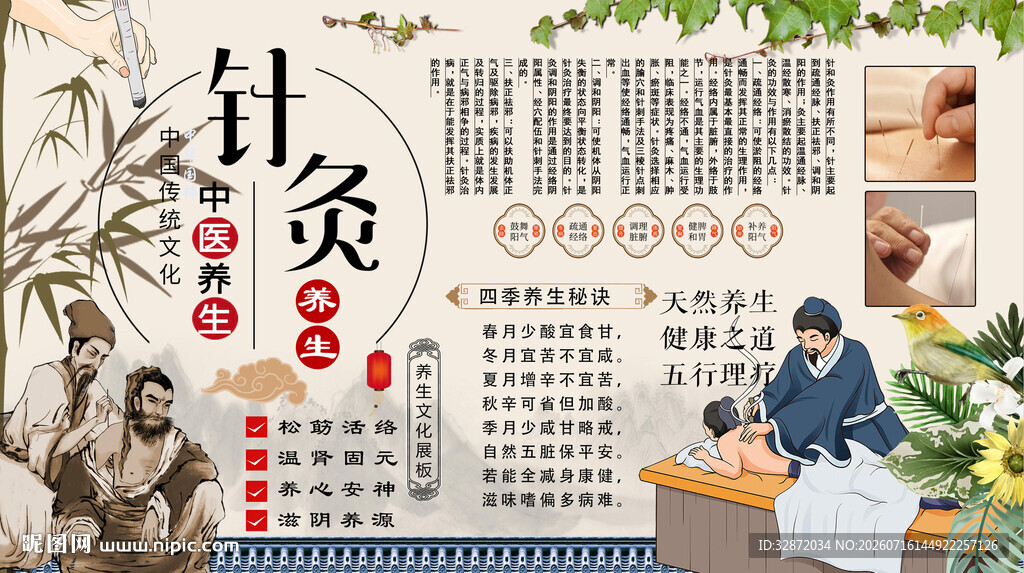 针灸养生背景墙