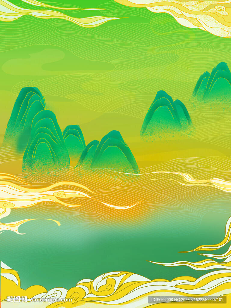 国风山水意境插画