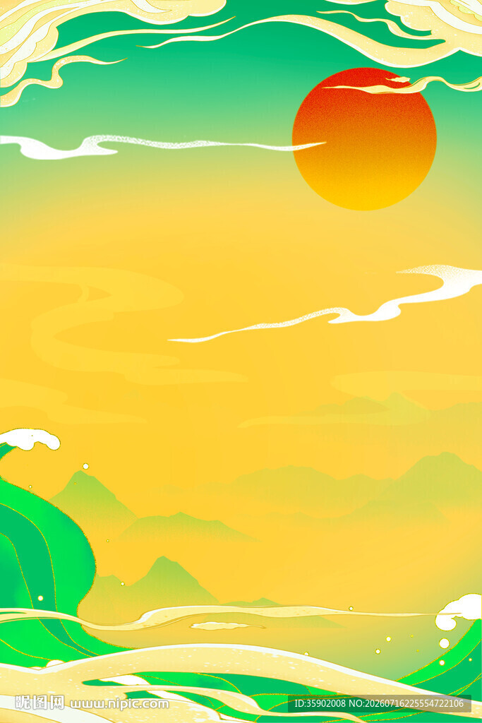 夏日海边日出美景