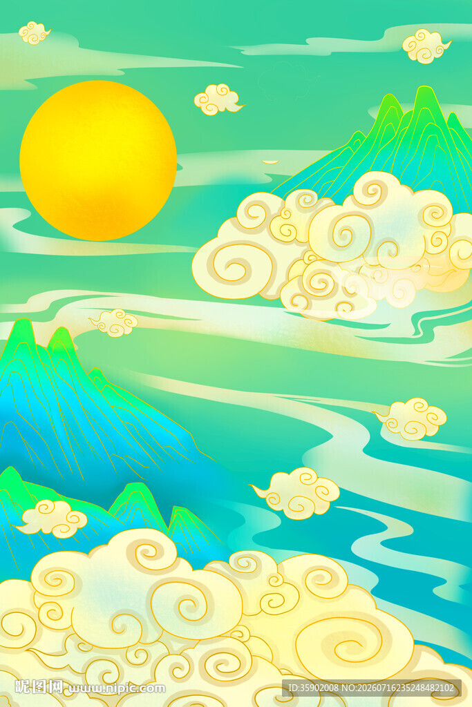 夏日山水间的梦幻风光