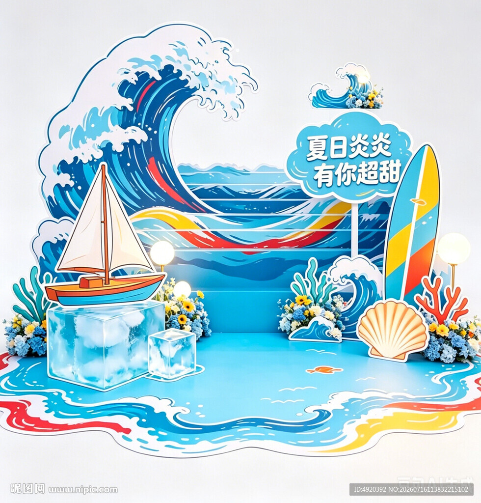 夏日海边立体创意装饰场景