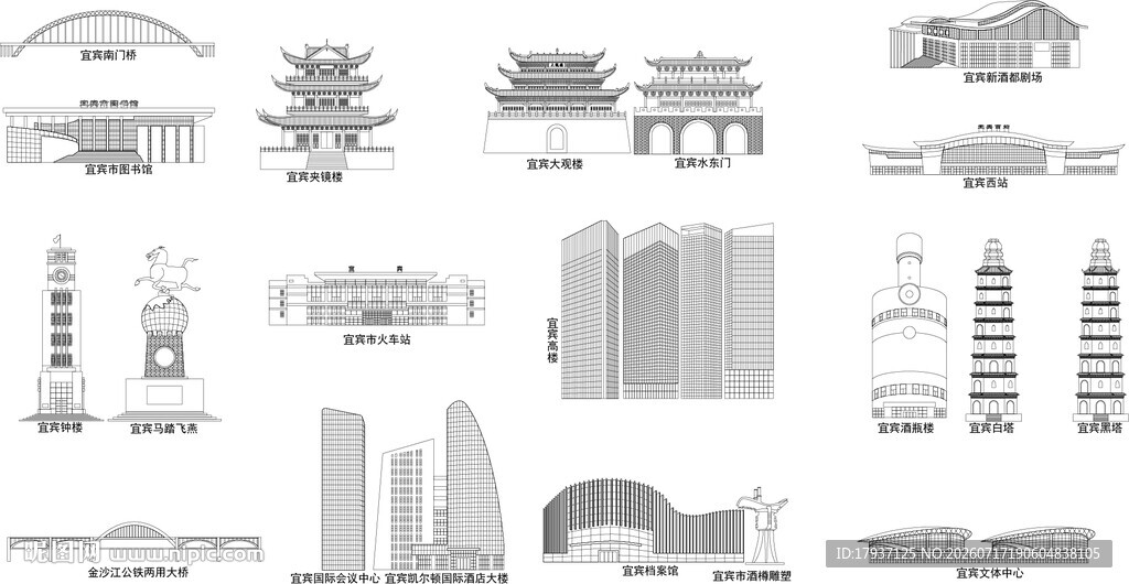 宜宾四川城市建筑旅游剪影